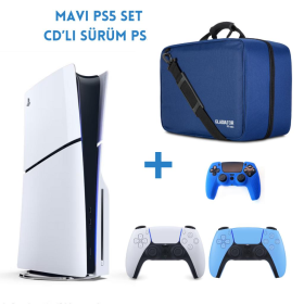 Playstation 5 CD Versiyon (Slim) + Mavi Dualsense + Mavi Çanta (Kılıf Hediyeli)