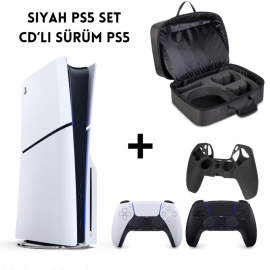 Playstation 5 CD Versiyon (Slim) + Siyah Dualsense + Siyah Çanta (Kılıf Hediyeli)
