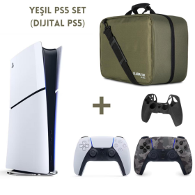 Playstation 5 Dijital Sürüm (Slim) + Kamuflaj Dualsense + Yeşil Çanta (Kılıf Hediyeli)