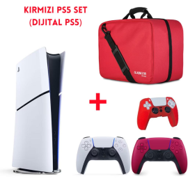 Playstation 5 Dijital Sürüm (Slim) + Kırmızı Dualsense + Kırmızı Çanta (Kılıf Hediyeli)