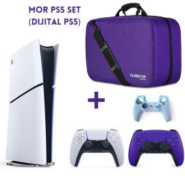 Playstation 5 Dijital Sürüm (Slim) + Mor Dualsense + Mor Çanta (Kılıf Hediyeli)