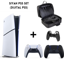 Playstation 5 Dijital Sürüm (Slim) + Siyah Dualsense + Siyah Çanta (Kılıf Hediyeli)
