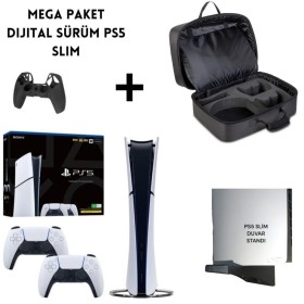 Playstation 5 Slim Dijital + 2. Kol + Çanta + Stand *Mega Paket*